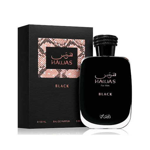 Perfume Rasasi Hawas Black EDP 100ml para Hombre  RASASI BOTELLA x 100ML Hawas Black de Rasasi es una fragancia de la familia olfativa Aromática Frutal para Hombres. Esta fragrancia es nueva. Hawas Black se lanzó en 2024. Las Notas de Salida son bergamota, piña y toronja (