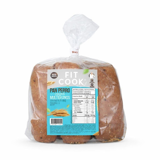 Pan perro multigranos fitcook By Mary Mendez 360 gr x 1 Producto de panadería elaborado a partir de harinas integrales con inclusión de fibra prebiotica, fermentada por la adición de levaduras activas que en conjunto con los demás ingredientes logran una m