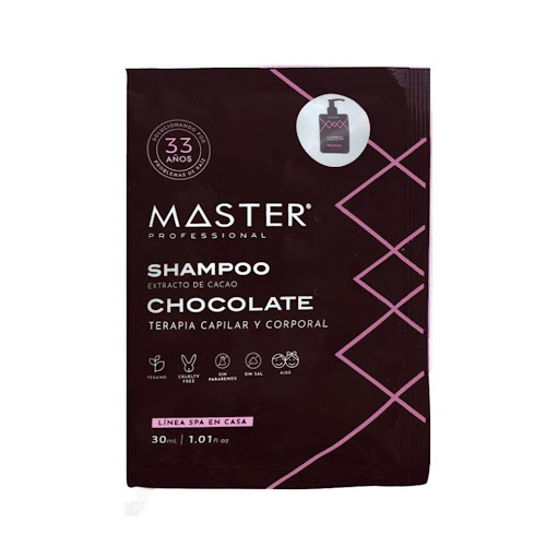 Shampoo Chocolate Sobres 4 Uds x 30 ml MASTER PROFESSIONAL Sobres 4 Uds x 30 ml x 4 Uds x 30 ml Shampoo Chocolate 4 Uds x 30 ml

EXTRACTO DE CACAO: Contiene Magnesio y Vitaminas A, E y B2 de la semilla del cacao con propiedades reparadoras y vigorizantes. Teobromina estimulante natural de la cir