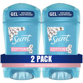 Desodorante Antitranspirante Secret en Gel Invisible Powder Protect Algodón 45 gr  Stick x 2 und  