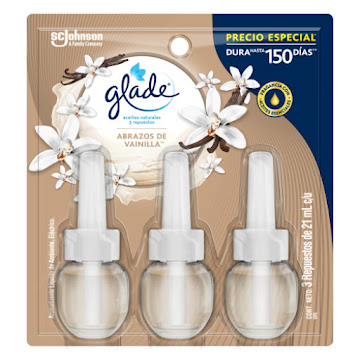 Repuestos Ambientador Glade Aceites Naturales Blíster x 3 und 63 ml c/u  