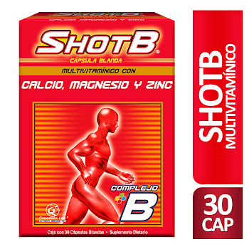 Shot-B Complejo B Multivitamínico Genomma Caja x 30 Cápsulas  