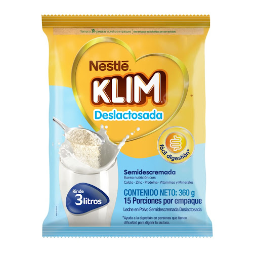 Leche en Polvo Klim Deslactosada Semidescremada x 360 gr
