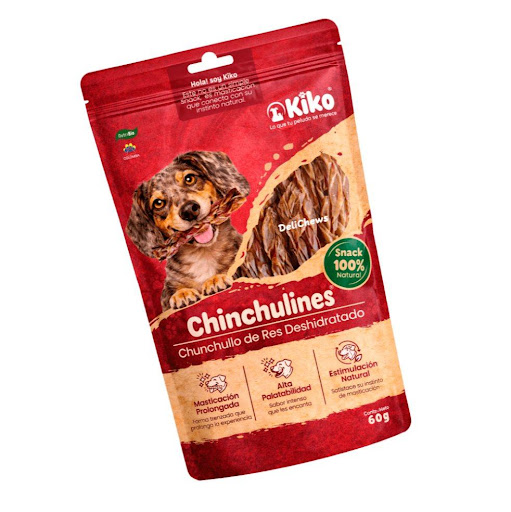 Snack Deshidratado Natural Masticable para Perros Chinchulines de Res 60 g KIKO Doy Pack 60g x 1 und 