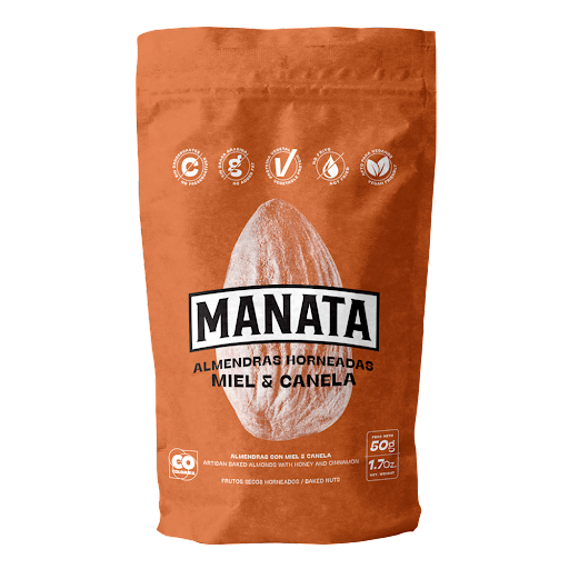 Almendras Horneadas   Manata Miel y Canela Paquete x 50 gr