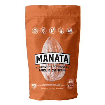 Almendras Horneadas   Manata Miel y Canela Paquete x 50 gr  