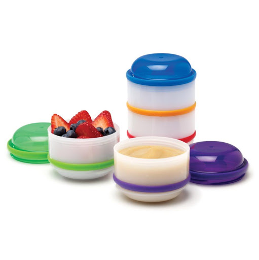 Recipientes apilables para Bebé Dr Brown x 4 Und Multicolor Dr Browns Bowl x 1 Sistema de Almacenaje de 4 tazas apilables, cada paquete viene con 4 tazas y 4 tapas, ideal para cuando se debe enviar el alimento del bebé a la guardería o para cuando se está fuera de casa, tapas co