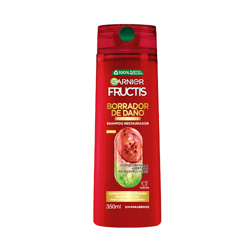 Shampoo Garnier Fructis Borrador De Daño Post Química Para Cabello Muy Dañado Frasco x 350 ml