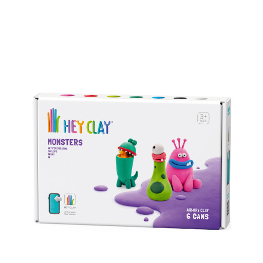 Set Masa Moldeable Hey Clay Monstruos x 6 Envases Hey Clay Caja x 6 La masa moldeable Hey Clay está diseñada para sacarle el máximo partido al modelado, ya que es ligera, suave, maleable y agradable al tacto, lo que permite transmitir con precisión la personalidad de 