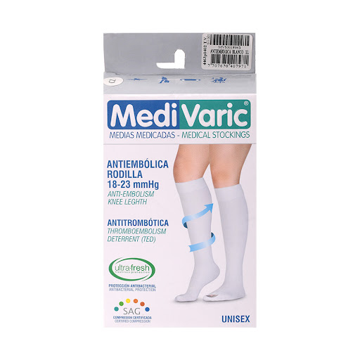 Medias Medivaric Unisex Antiembolica 18-23 Rodilla Blanco Talla XL