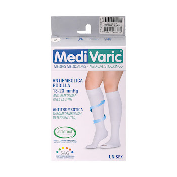 Medias Medivaric Unisex Antiembolica 18-23 Rodilla Blanco Talla XL  