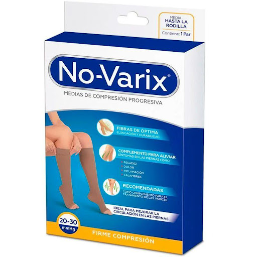 Media de compresión No-Varix unisex 20-30 mmHg opaca puntera abierta beige M No- Varix  x 1