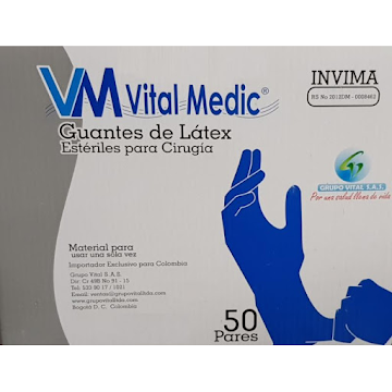 Guantes De Latex Vital Quirúrgico Estéril Talla 7 1/2 Caja x 50 und  