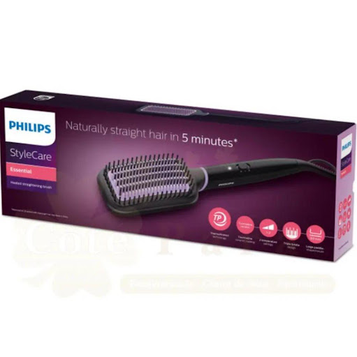 Cepillo Alisador Revestimiento Cerámico con Turmlina Philips Philips Caja x 1 El cepillo alisador Philips BHH880/00 StyleCare Essential alisa rápido con menos frizz, usa ThermoProtect, recubrimiento cerámico, dos temperaturas y apagado automático.