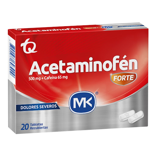 Acetaminofén + Cafeína 500mg/65mg Acetaminofén Forte Mk Caja x 20 Tabletas