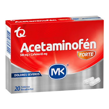 Acetaminofén + Cafeína 500mg/65mg Acetaminofén Forte Mk Caja x 20 Tabletas  