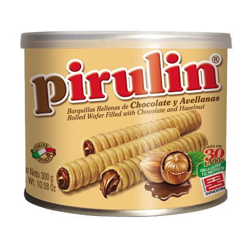 Barquillos Pirulin Rellenos De Chocolate Y Avellana Lata x 300 gr