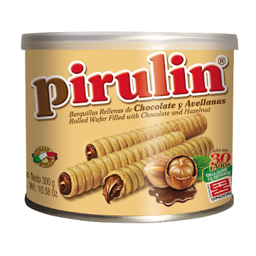 Barquillos Pirulin Rellenos De Chocolate Y Avellana x 300 gr  