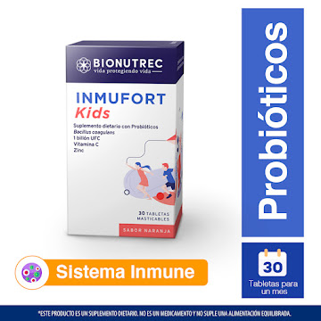 Inmufort Niños Suplemento Dietario Sabor Naranja Bionutrec x 30 Tabletas  