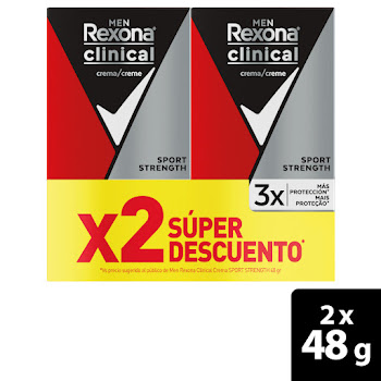 Desodorante Hombre Rexona Clinical Sport Strength Crema 48 Gr Pack x 2 und  