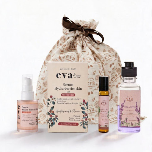 Combo Ritual Detox  El Jardín de Eva Combo x 4 Un ritual de cuidado pensado para limpiar, hidratar y revitalizar la piel en momentos de pausa consciente. Este combo incluye 1 und de Aceite Bifásico Relájate 160 ml, 1 und Serum Hydra-Barrier y 1 un