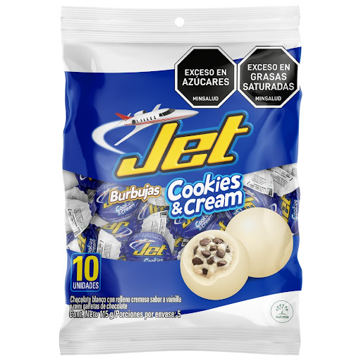 Chocolatina Jet Burbuja Cookies And Cream Bolsa x 11.5 gr