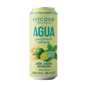 Agua Gasificada Fitcook Con Inulina Sabor Limon Jengibre Hierbabuena Lata x 310 ml  