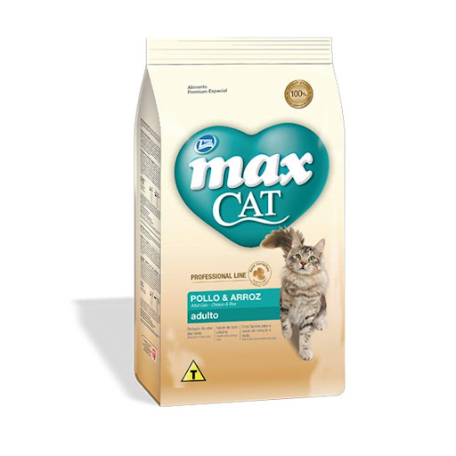 MAX F ADULTO POLLO Y ARROZ 1 KG MAX  x 1 Alimento para gatos adultos. Sabor a Pollo y arroz. Su fórmula está enriquecida con vitaminas A, B12, C y D. Alimento libre de colorantes y aromatizantes artificiales