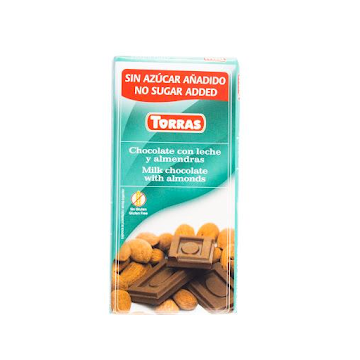 Chocolatina Torras Chocolate Leche y Almendras Sin Azúcar x 75 gr  