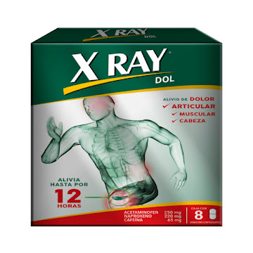 X Ray Dol Acetaminofén,   Naproxeno, Cafeina Caja x 8 Tabletas  