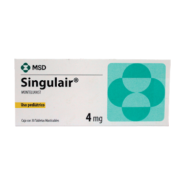 Singulair Montelukast Pediátrico 4 mg MSD Caja x 30 Tabletas  