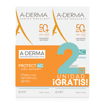 Oferta Fluido Matificante A-Derma spf 50 x 40Ml Gratis Fluido A-Derma x 40Ml   