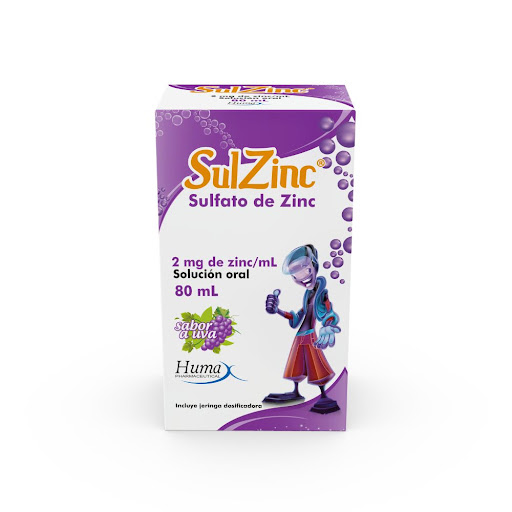 Sulzinc Sulfato de Zinc Solución Oral 2 mg Humax Frasco x 80 ml