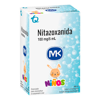 Nitazoxanida Mk 100mg/5ml Para Niños Sabor Frambuesa Frasco x 60 ml  