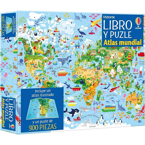 Atlas Mundial. Libro Y Puzle Usborne Libro x 1.0 ATLAS MUNDIAL -LIBRO Y PUZLE-  Esta caja tan bonita como resistente contiene un atlas y un puzle que ayudarán a los niños a aprender un sinfín de cosas sobre nuestro mundo mientras se entretienen. Ade