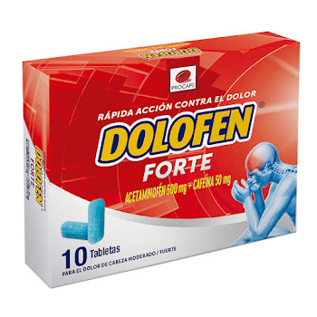 Dolofen Forte Acetaminofén + Cafeína 500mg/50mg Procaps Caja x 10 Tabletas  