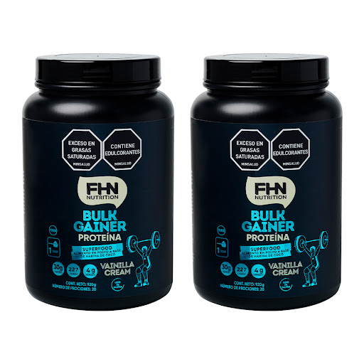 VAINILLA PACK 2 BULK GAINER VAINILLA 920 gr FHN NUTRITION 920 gr x 2 Bulk Gainer – Vainilla y Fresa La proteína ideal para quienes entrenan en niveles moderados, medios o altos y buscan resultados reales sin comprometer su salud ni su composición corporal.Vainilla clás