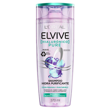 Shampoo Elvive Pure Ácido Hialurónico x 370 ml  