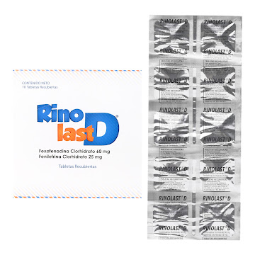 Rinolast D Fexofenadina + Fenilefrina 40mg/25mg Farmacol Caja x 10 Tabletas  