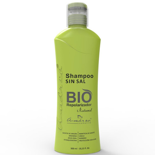 Shampoo Bio Repolarizador ANDREA COSMETICS 300ml x 1 Ayuda a restaurar cabellos maltratados, creando una capa que brinda protección prolongada, devolviéndole la vitalidad, salud y brillo a los cabellos secos y opacos sometidos a procesos químicos y físi