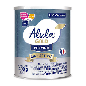 Formula Infantil Alula Gold Premium Sin Lactosa 0 a 12 Meses x 400 gr  