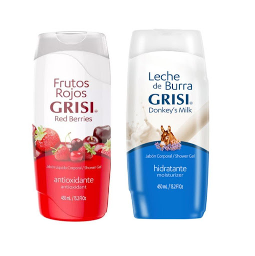 Jabon Liquido Corporal Frutos Rojos 450ml + Jabon Liquido Leche de Burra 450ml  - Grisi Grisi Frasco  x 2  