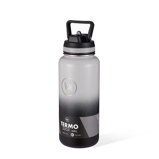 Termo 32 Oz Blanco-Negro Tapa Pitillo Uruyen Caja x 1 Cuerpo de acero inoxidable 304 Doble pared.Conserva el frío y el calor por horas.Lavar a mano.Libre de BPA