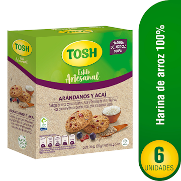 Galleta Tosh Artesanal Arroz Arándanos Plegadiza x 6 und  