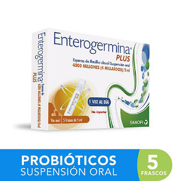 Probiótico Enterogermina Esporas de Bacillus 4000 MUI Sanofi Caja x 5 Viales  