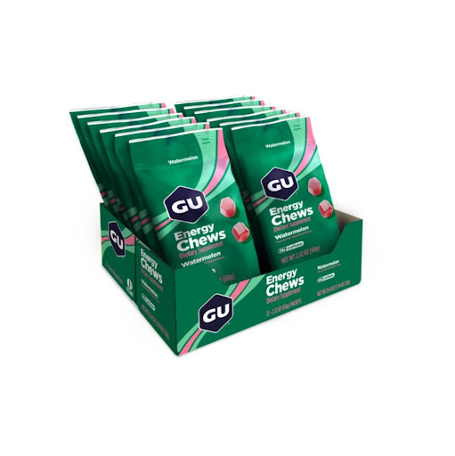 Gomas. Sabor Sandia sin Cafeína. Caja x 12 unidades GU Caja x 12 paquetes (cada paquete 16 gomas/2 raciones) x 12 Sabor: Sandia sin cafeína

Características:

Doble energía: Fructosa y Maltodextrina

Aminoácidos

Calorías: 90

Sodio:  40 mg

Potasio: 10 mg

Cafeína:  No