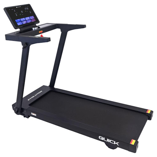 Trotadora eléctrica EVOLUTION FITNESS Quick EVOLUTION FITNESS Individual x 1 La Trotadora EVOLUTION FITNESS Quick es la aliada perfecta para quienes quieren entrenar desde casa con comodidad y alto rendimiento, con su motor de 1.75 HP, velocidad de hasta 16 km/h, inclinación d