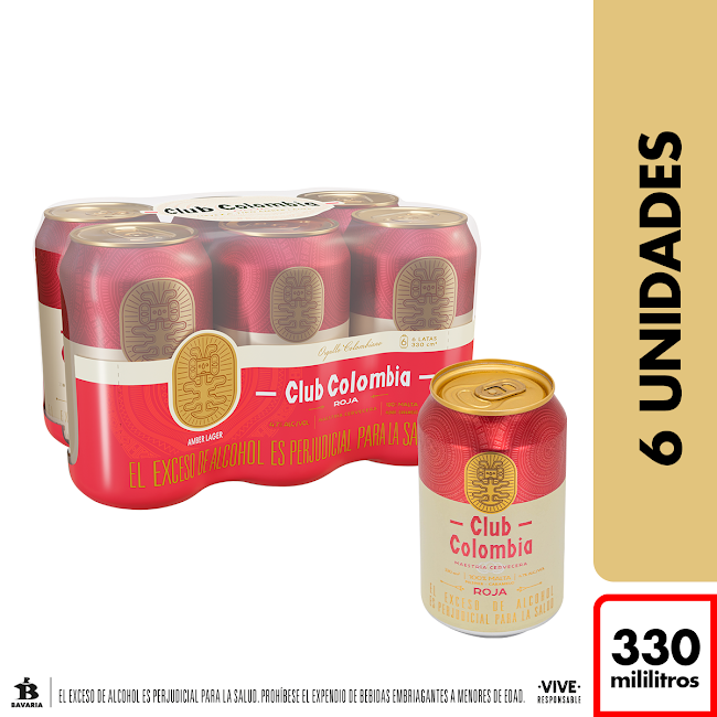 Cerveza Club Colombia Lata Roja 330 ml x 6 und  