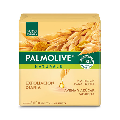 Jabón Palmolive Avena y Azúcar Morena en Barra 110g Empaque x 3 und