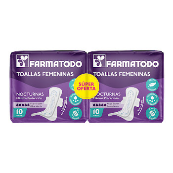 Oferta Toallas Femeninas Farmatodo Pack Noche x 20 und  